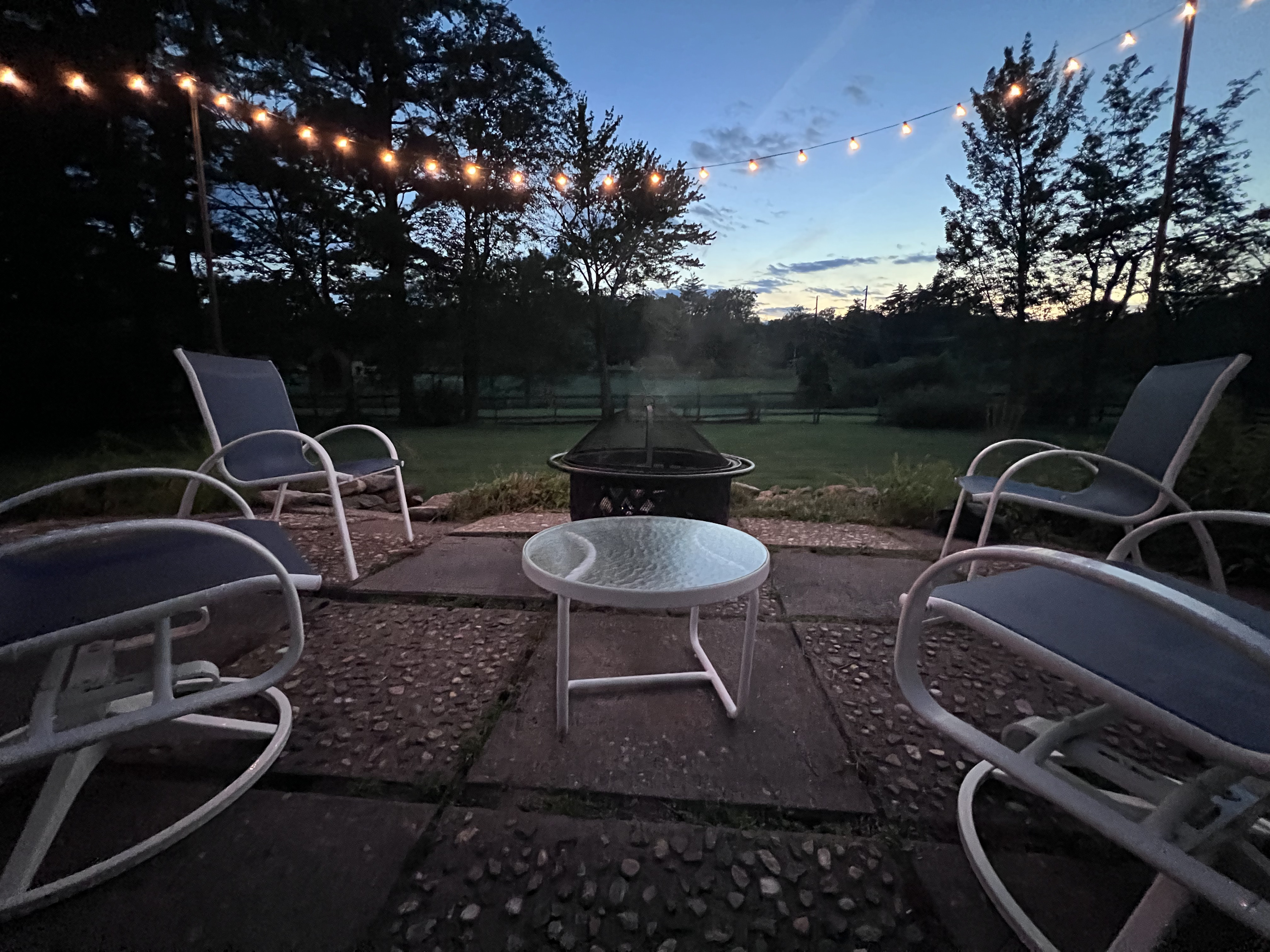 Fire pit at dusk
